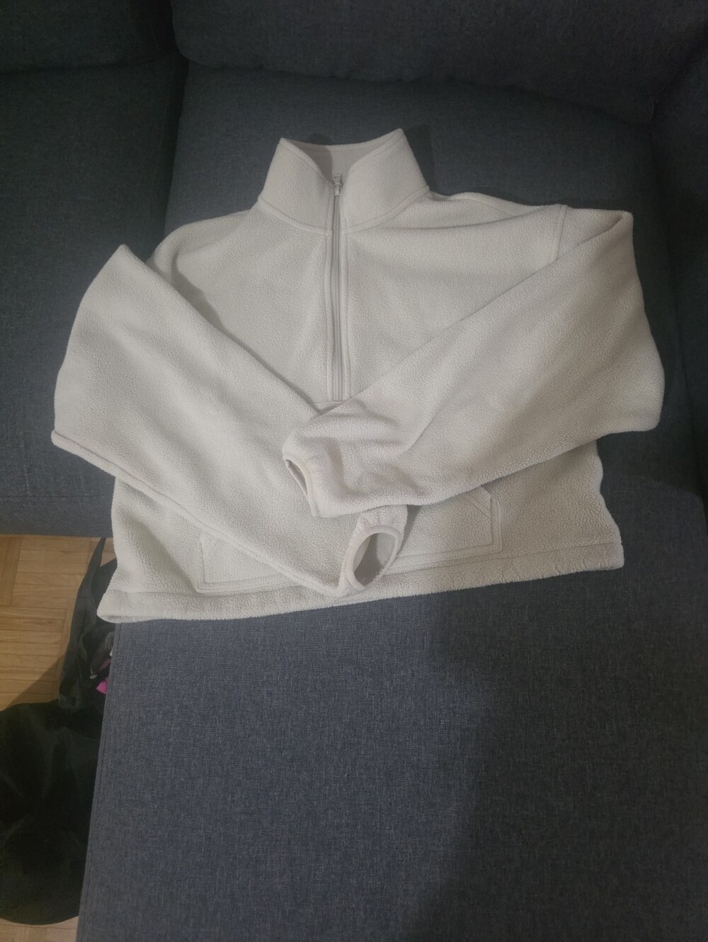 TNA Cropped Cream Sherpa Fleece Pullover